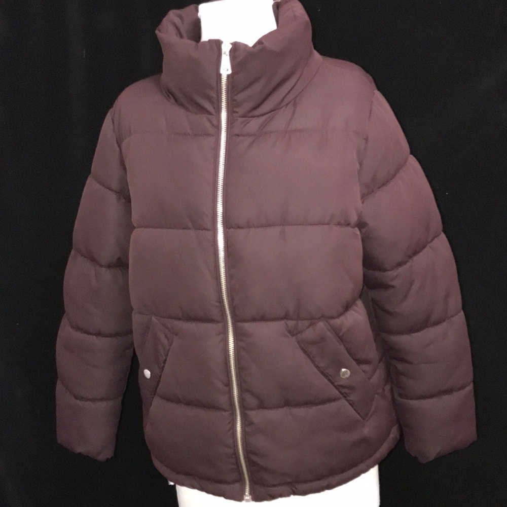 ❤️ Women’s EUC H & M Burgundy Full Zip Puffer Jacket Sz S